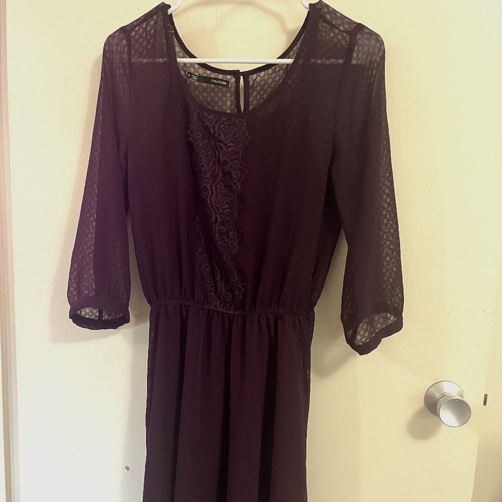 Plum Purple sheer dress with slip. Maurices